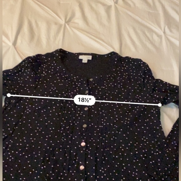 j jill black button down long sleeve blouse white speckles shirt - Picture 3 of 11